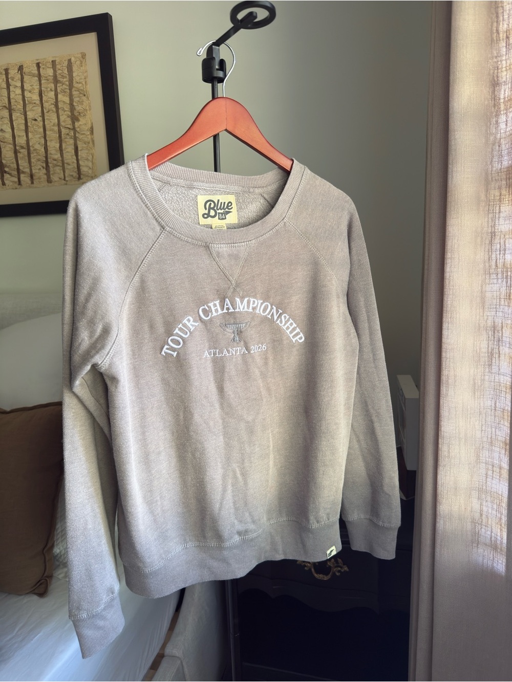 Blue 84 Taupe Crew Sweatshirt with White Tour Championship Atlanta 2026